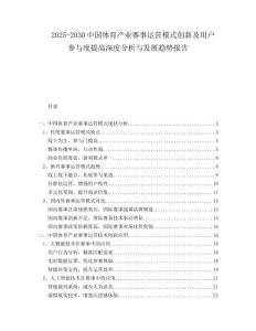 2025-2030中國(guó)體育產(chǎn)業(yè)賽事運(yùn)營(yíng)模式創(chuàng)新及用戶參與度提高深度分析與發(fā)展趨勢(shì)報(bào)告