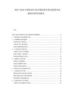 2025-2030中國(guó)農(nóng)業(yè)行業(yè)市場(chǎng)供需分析及投資評(píng)估規(guī)劃分析研究報(bào)告