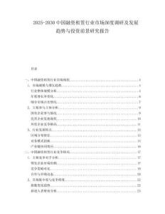 2025-2030中國融資租賃行業(yè)市場(chǎng)深度調(diào)研及發(fā)展趨勢(shì)與投資前景研究報(bào)告
