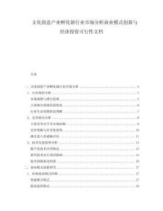 文化創(chuàng)意產(chǎn)業(yè)孵化器行業(yè)市場分析商業(yè)模式創(chuàng)新與經(jīng)濟(jì)投資可行性文檔