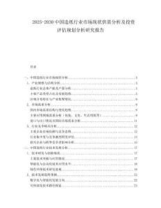 2025-2030中國(guó)造紙行業(yè)市場(chǎng)現(xiàn)狀供需分析及投資評(píng)估規(guī)劃分析研究報(bào)告