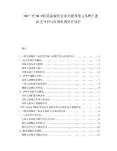 2025-2030中國旅游餐飲行業(yè)消費升級與品牌擴張深度分析與發(fā)展機遇研究報告