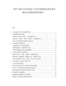2025-2030中東石油化工行業(yè)市場(chǎng)深度分析及競(jìng)爭(zhēng)模式與發(fā)展前景研究報(bào)告
