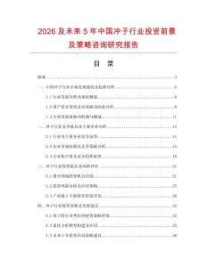 2026及未來5年中國(guó)沖子行業(yè)投資前景及策略咨詢研究報(bào)告