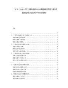 2025-2030中國交通運輸行業(yè)市場現(xiàn)狀供需分析及投資評估規(guī)劃科學研究資料