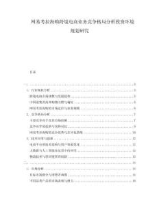 網(wǎng)易考拉海購(gòu)跨境電商業(yè)務(wù)競(jìng)爭(zhēng)格局分析投資環(huán)境規(guī)劃研究