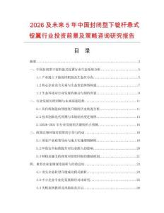 2026及未來5年中國封閉型下錠桿懸式錠翼行業投資前景及策略咨詢研究報告