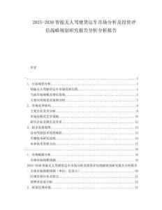 2025-2030智能無人駕駛貨運車市場分析及投資評估戰(zhàn)略規(guī)劃研究報告分析分析報告