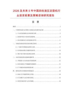 2026及未來5年中國四柱液壓定型機(jī)行業(yè)投資前景及策略咨詢研究報告