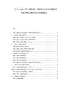 2025-2030中國交通運(yùn)輸工具制造與運(yùn)營市場供需現(xiàn)狀分析及投資前景規(guī)劃報告