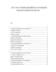 2025-2030中部智能交通設(shè)施研發(fā)行業(yè)市場現(xiàn)狀需求變化研究及融資評估咨詢文案