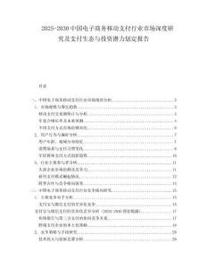 2025-2030中國(guó)電子商務(wù)移動(dòng)支付行業(yè)市場(chǎng)深度研究及支付生態(tài)與投資潛力劃定報(bào)告
