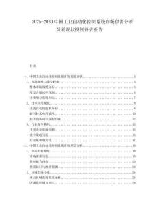 2025-2030中國工業(yè)自動化控制系統(tǒng)市場供需分析發(fā)展現(xiàn)狀投資評估報告