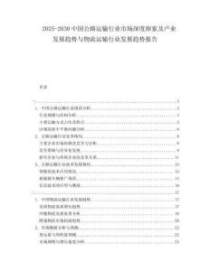 2025-2030中國公路運(yùn)輸行業(yè)市場(chǎng)深度探索及產(chǎn)業(yè)發(fā)展趨勢(shì)與物流運(yùn)輸行業(yè)發(fā)展趨勢(shì)報(bào)告