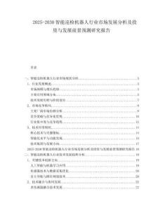 2025-2030智能巡檢機器人行業(yè)市場發(fā)展分析及投資與發(fā)展前景預(yù)測研究報告
