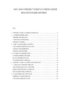 2025-2030中國房地產(chǎn)開發(fā)商與中介服務(wù)行業(yè)供需狀況分析及未來潛力研究報(bào)告