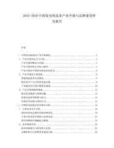 2025-2030中國(guó)家電制造業(yè)產(chǎn)業(yè)升級(jí)與品牌建設(shè)研究報(bào)告