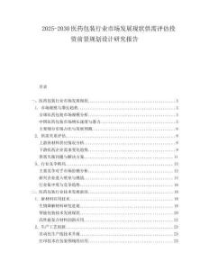 2025-2030醫(yī)藥包裝行業(yè)市場發(fā)展現(xiàn)狀供需評估投資前景規(guī)劃設計研究報告