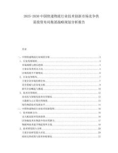 2025-2030中國快遞物流行業(yè)技術創(chuàng)新市場競爭供需投資布局集團戰(zhàn)略規(guī)劃分析報告