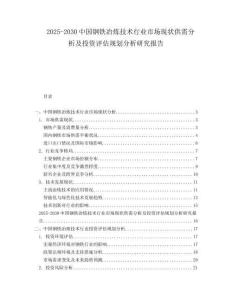 2025-2030中國(guó)鋼鐵冶煉技術(shù)行業(yè)市場(chǎng)現(xiàn)狀供需分析及投資評(píng)估規(guī)劃分析研究報(bào)告
