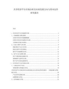 共享經(jīng)濟(jì)平臺市場分析及未來發(fā)展方向與資本運(yùn)作研究報告