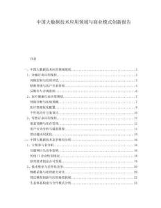 中國大數(shù)據(jù)技術(shù)應(yīng)用領(lǐng)域與商業(yè)模式創(chuàng)新報告