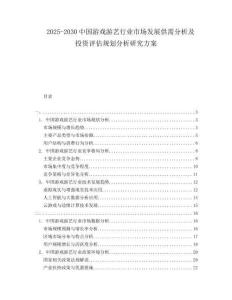 2025-2030中國(guó)游戲游藝行業(yè)市場(chǎng)發(fā)展供需分析及投資評(píng)估規(guī)劃分析研究方案