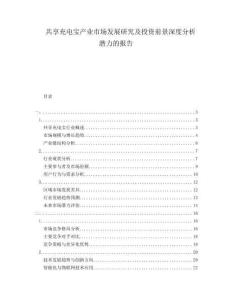 共享充電寶產(chǎn)業(yè)市場發(fā)展研究及投資前景深度分析潛力的報告