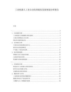 工業(yè)機(jī)器人工業(yè)自動(dòng)化智能化發(fā)展規(guī)劃分析報(bào)告