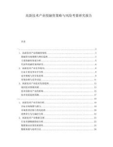 高新技術(shù)產(chǎn)業(yè)投融資策略與風(fēng)險考量研究報告
