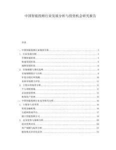 中國智能投顧行業(yè)發(fā)展分析與投資機會研究報告