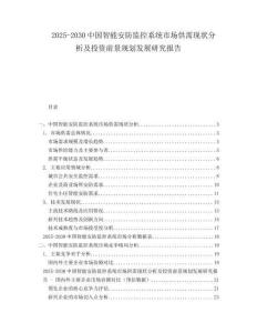 2025-2030中國智能安防監(jiān)控系統(tǒng)市場供需現(xiàn)狀分析及投資前景規(guī)劃發(fā)展研究報告