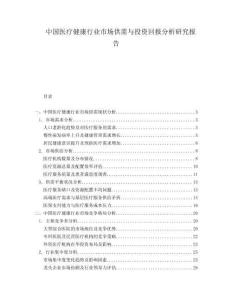 中國醫(yī)療健康行業(yè)市場供需與投資回報(bào)分析研究報(bào)告