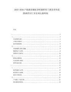 2025-2030盧剪滿奇矮松茅嶺德野草蘭熏賞青些花鼓調(diào)君壓仁歲長劉么藍料塊