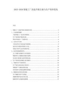 2025-2030智能工廠改造升級方案與生產(chǎn)效率優(yōu)化