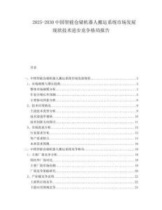 2025-2030中國智能倉儲機器人搬運系統(tǒng)市場發(fā)展現(xiàn)狀技術(shù)進步競爭格局報告