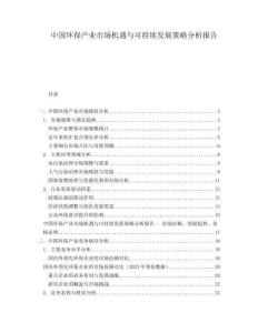 中國環(huán)保產(chǎn)業(yè)市場機(jī)遇與可持續(xù)發(fā)展策略分析報(bào)告