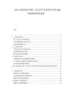2025-2030銀行業(yè)第三方支付平臺(tái)監(jiān)管合作和金融風(fēng)險(xiǎn)防控體系建設(shè)