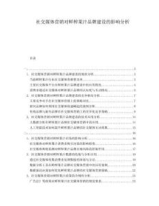 社交媒體營銷對鮮榨果汁品牌建設的影響分析