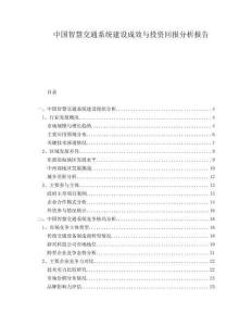 中國智慧交通系統(tǒng)建設成效與投資回報分析報告