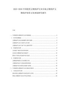 2025-2030中國投資文物保護行業(yè)市場文物保護文物保護投資文化規(guī)劃研究報告