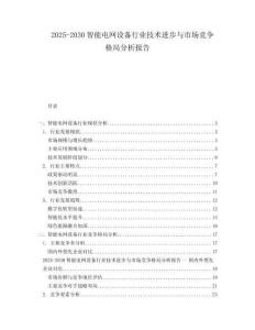 2025-2030智能電網(wǎng)設(shè)備行業(yè)技術(shù)進(jìn)步與市場(chǎng)競(jìng)爭(zhēng)格局分析報(bào)告
