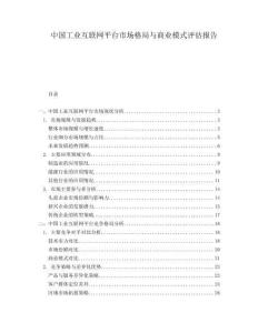 中國工業(yè)互聯(lián)網(wǎng)平臺市場格局與商業(yè)模式評估報告