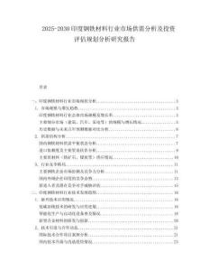 2025-2030印度鋼鐵材料行業(yè)市場(chǎng)供需分析及投資評(píng)估規(guī)劃分析研究報(bào)告