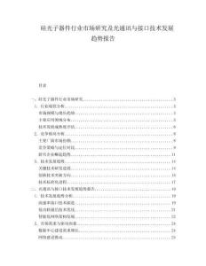 硅光子器件行業(yè)市場研究及光通訊與接口技術(shù)發(fā)展趨勢報告