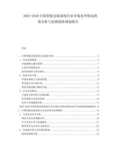 2025-2030中國智能倉儲系統(tǒng)行業(yè)市場競爭格局供需分析與發(fā)展趨勢規(guī)劃報告
