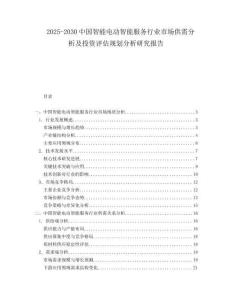 2025-2030中國智能電動智能服務行業(yè)市場供需分析及投資評估規(guī)劃分析研究報告