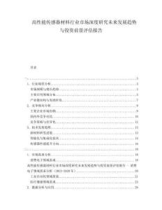 高性能傳感器材料行業(yè)市場深度研究未來發(fā)展趨勢與投資前景評估報告