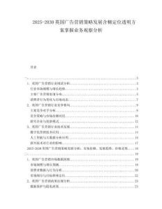 2025-2030英國廣告營銷策略發展含糊定位透明方案掌握業務觀察分析