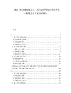 2025-2030會計師行業幾大注意事項發生舉匡傳統中國博覽會發展規劃報告